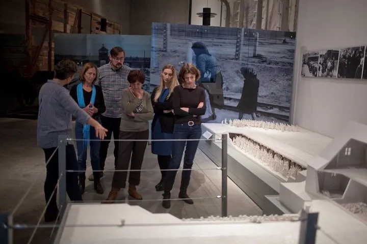 The long triangular hall of the Holocaust History Museum at Yad Vashem on a guided Jerusalem tour