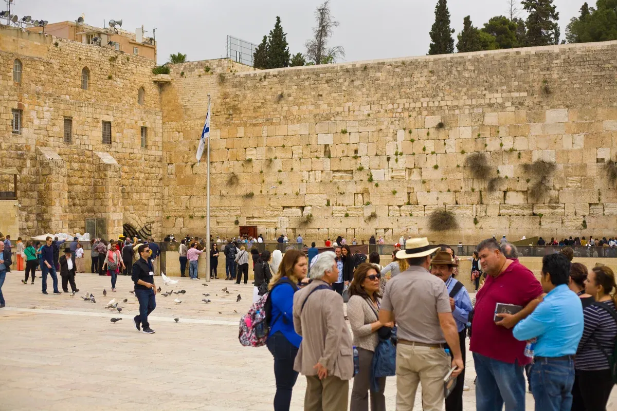 The Western Wall plaza with the prayer section in front of the Herodian stones, western wall